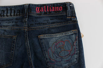 Blue Wash Cotton Blend Slim Fit Bootcut Jeans John Galliano