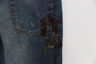 Blue Wash Cotton Blend Slim Fit Jeans John Galliano