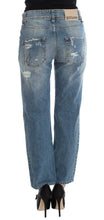 Blue Wash Cotton Boyfriend Fit Cropped Jeans John Galliano