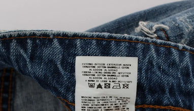 Blue Wash Cotton Boyfriend Fit Cropped Jeans John Galliano