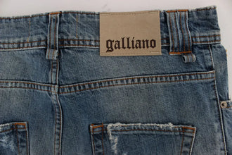 Blue Wash Cotton Boyfriend Fit Cropped Jeans John Galliano