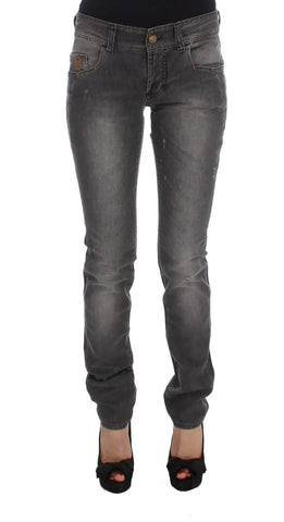 Gray Wash Cotton Blend Slim Fit Stretch Jeans John Galliano