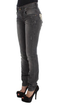 Gray Wash Cotton Blend Slim Fit Stretch Jeans John Galliano