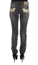 Gray Wash Cotton Blend Slim Fit Stretch Jeans John Galliano