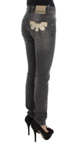 Gray Wash Cotton Blend Slim Fit Stretch Jeans John Galliano