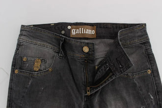 Gray Wash Cotton Blend Slim Fit Stretch Jeans John Galliano