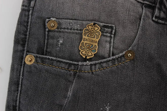 Gray Wash Cotton Blend Slim Fit Stretch Jeans John Galliano