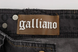 Gray Wash Cotton Blend Slim Fit Stretch Jeans John Galliano