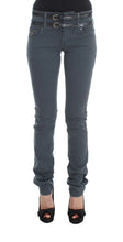 Blue Cotton Blend Slim Fit High Waist Jeans John Galliano