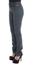 Blue Cotton Blend Slim Fit High Waist Jeans John Galliano