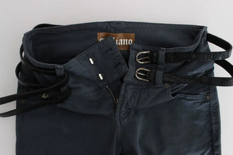 Blue Cotton Blend Slim Fit High Waist Jeans John Galliano