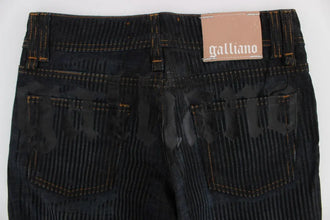 Blue Wash Cotton Blend Slim Fit Bootcut Jeans John Galliano
