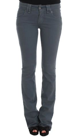 Blue Cotton Blend Slim Fit Bootcut Jeans John Galliano