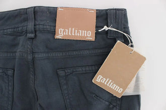 Blue Cotton Blend Slim Fit Bootcut Jeans John Galliano