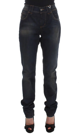 Blue Wash Cotton Blend Boyfriend Fit Jeans John Galliano