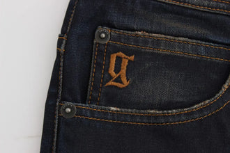 Blue Wash Cotton Blend Boyfriend Fit Jeans John Galliano