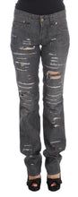 Gray Wash Cotton Torn Straight Fit Jeans John Galliano
