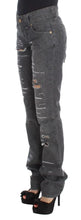Gray Wash Cotton Torn Straight Fit Jeans John Galliano