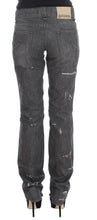 Gray Wash Cotton Torn Straight Fit Jeans John Galliano
