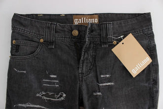 Gray Wash Cotton Torn Straight Fit Jeans John Galliano