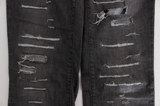 Gray Wash Cotton Torn Straight Fit Jeans John Galliano