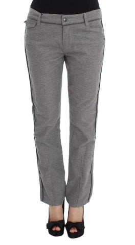 Gray Cotton Straight Fit Casual Pants Ermanno Scervino