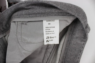 Gray Cotton Straight Fit Casual Pants Ermanno Scervino