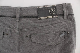 Gray Cotton Straight Fit Casual Pants Ermanno Scervino