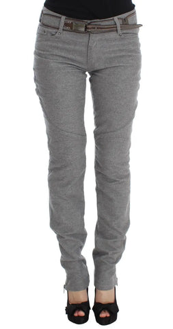 Gray Cotton Slim Fit Casual Bootcut Pants Ermanno Scervino