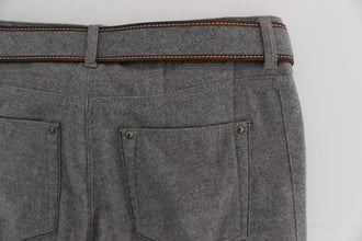 Gray Cotton Slim Fit Casual Bootcut Pants Ermanno Scervino