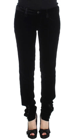Black Viscose Blend Velvet Slim Fit Pants Ermanno Scervino