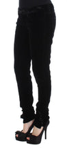Black Viscose Blend Velvet Slim Fit Pants Ermanno Scervino
