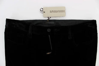 Black Viscose Blend Velvet Slim Fit Pants Ermanno Scervino
