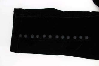 Black Viscose Blend Velvet Slim Fit Pants Ermanno Scervino