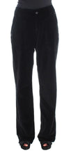 Black Velvet Cotton Straight Legs Pants Ermanno Scervino