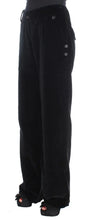 Black Velvet Cotton Straight Legs Pants Ermanno Scervino
