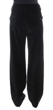 Black Velvet Cotton Straight Legs Pants Ermanno Scervino