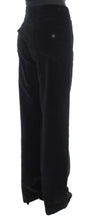 Black Velvet Cotton Straight Legs Pants Ermanno Scervino