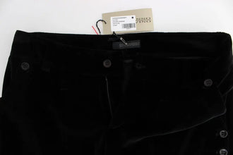 Black Velvet Cotton Straight Legs Pants Ermanno Scervino