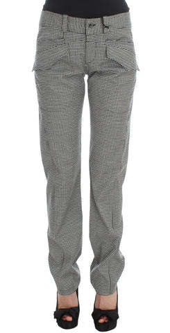 Black White Checkered Cotton Casual Pants Ermanno Scervino