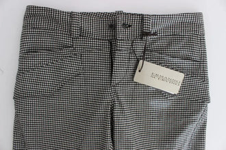 Black White Checkered Cotton Casual Pants Ermanno Scervino
