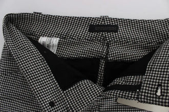Black White Checkered Cotton Casual Pants Ermanno Scervino