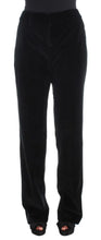 Black Velvet Cotton Straight Legs Pants Ermanno Scervino