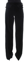 Black Velvet Cotton Straight Legs Pants Ermanno Scervino