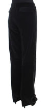 Black Velvet Cotton Straight Legs Pants Ermanno Scervino