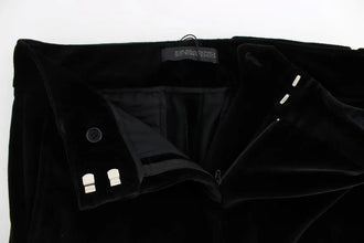 Black Velvet Cotton Straight Legs Pants Ermanno Scervino