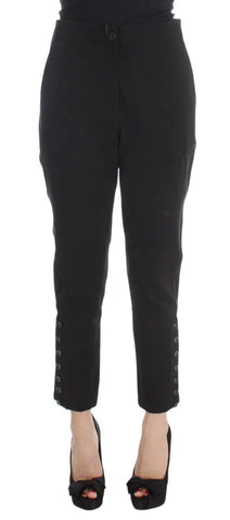 Black Cotton Blend Capri Cropped Pants Ermanno Scervino