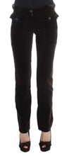 Brown Cotton Velvet Zippers Slim Fit Pants Ermanno Scervino