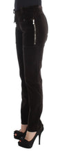 Brown Cotton Velvet Zippers Slim Fit Pants Ermanno Scervino