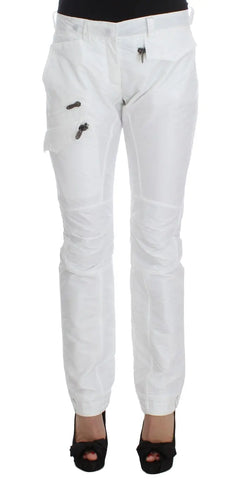 White Nylon Padded Slim Fit Cargo Pants Ermanno Scervino